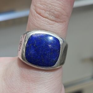 Sterling Silver David Yurman Lapis Lazuli Exotic Stone Signet Band Ring 10.5
